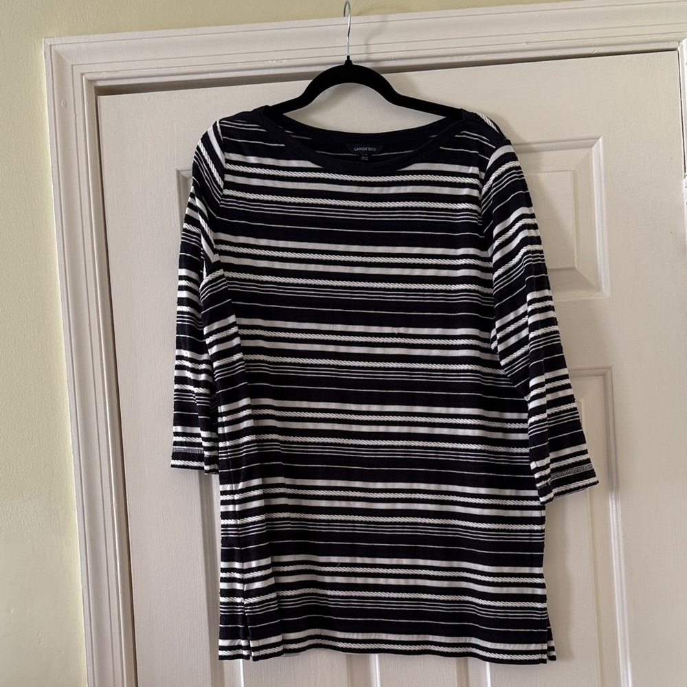 Lands' End Black and White Striped Tunic